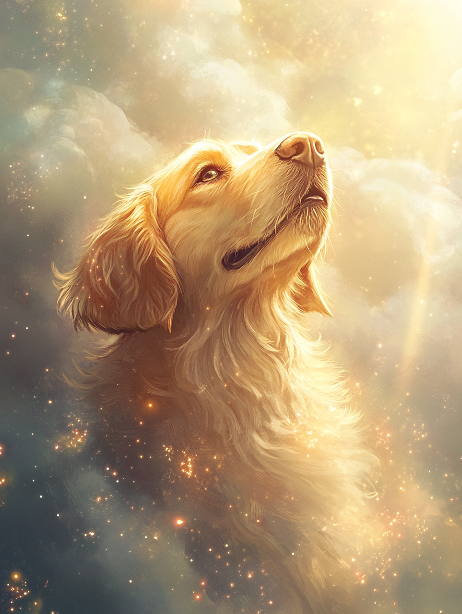 Radiant Golden Lab Bathed in Celestial Light - Golden Labrador Print