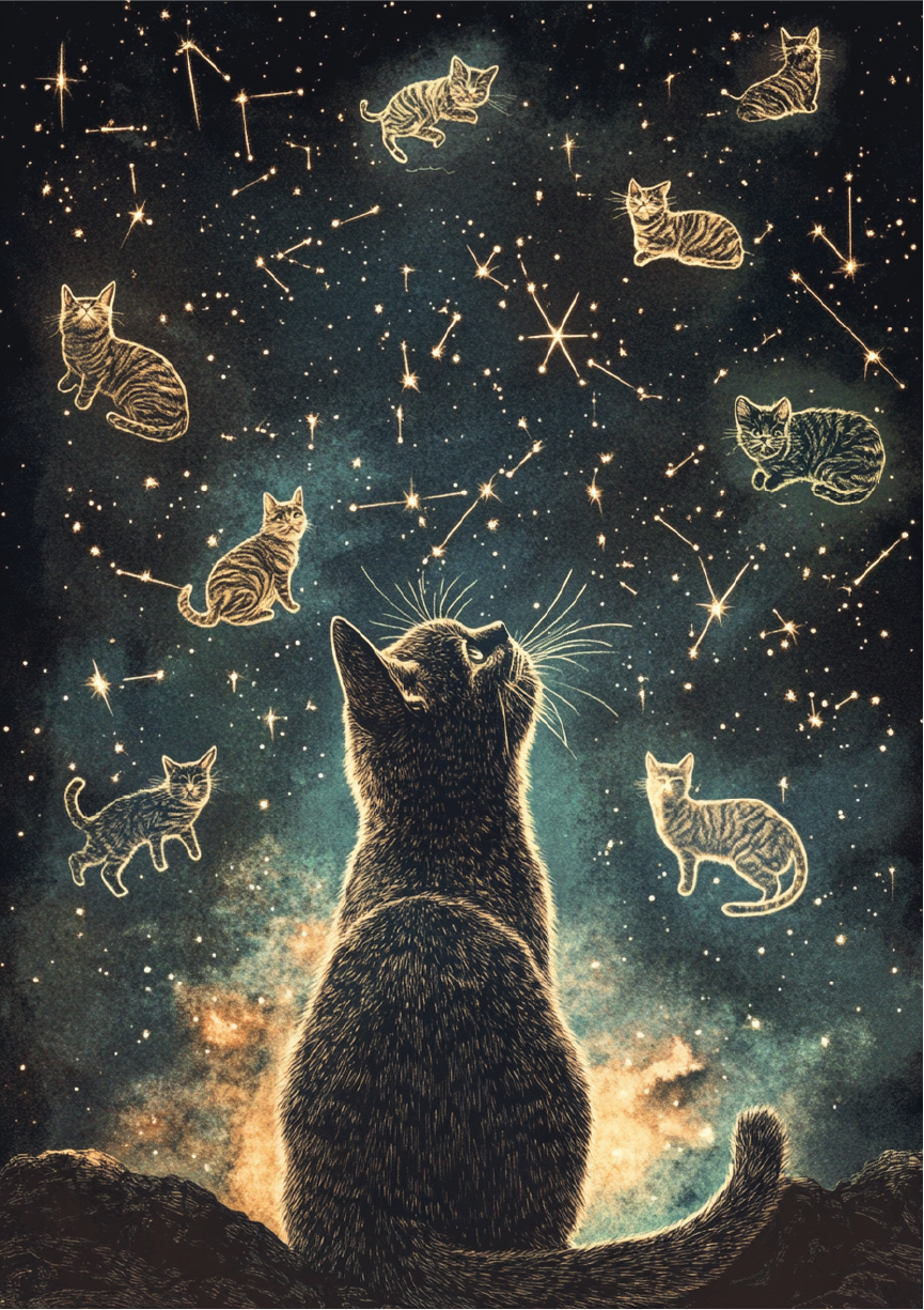 Astrology Cat Constellations - Cat Print