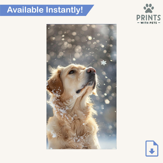 Golden Labrador Enjoying Winter Snowflake - Golden Labrador Wallpaper