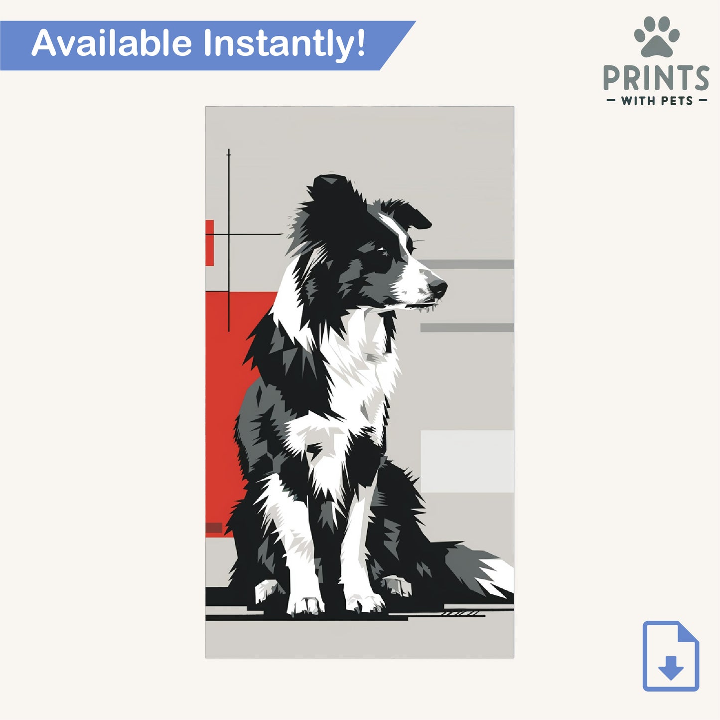 Border Collie Geometric Art - Border Collie Wallpaper